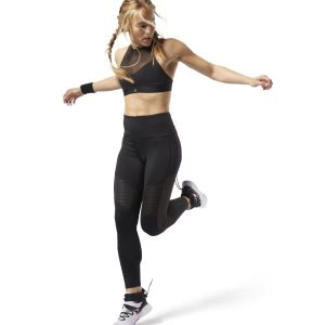 Reebok Studio Mesh Tights Damen - Schwarz - DE 628-APN